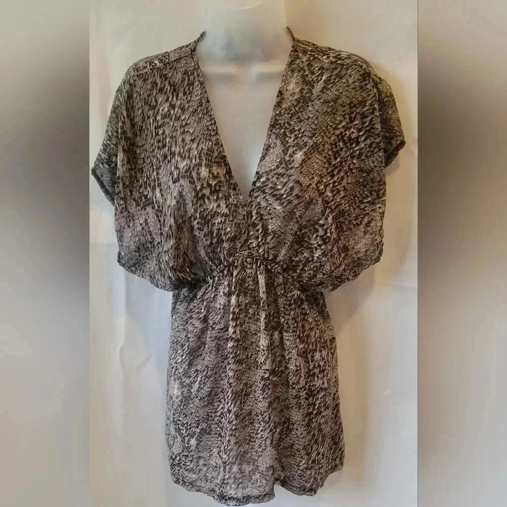 Marina Luna, snakeskin print, sheer top, size medium